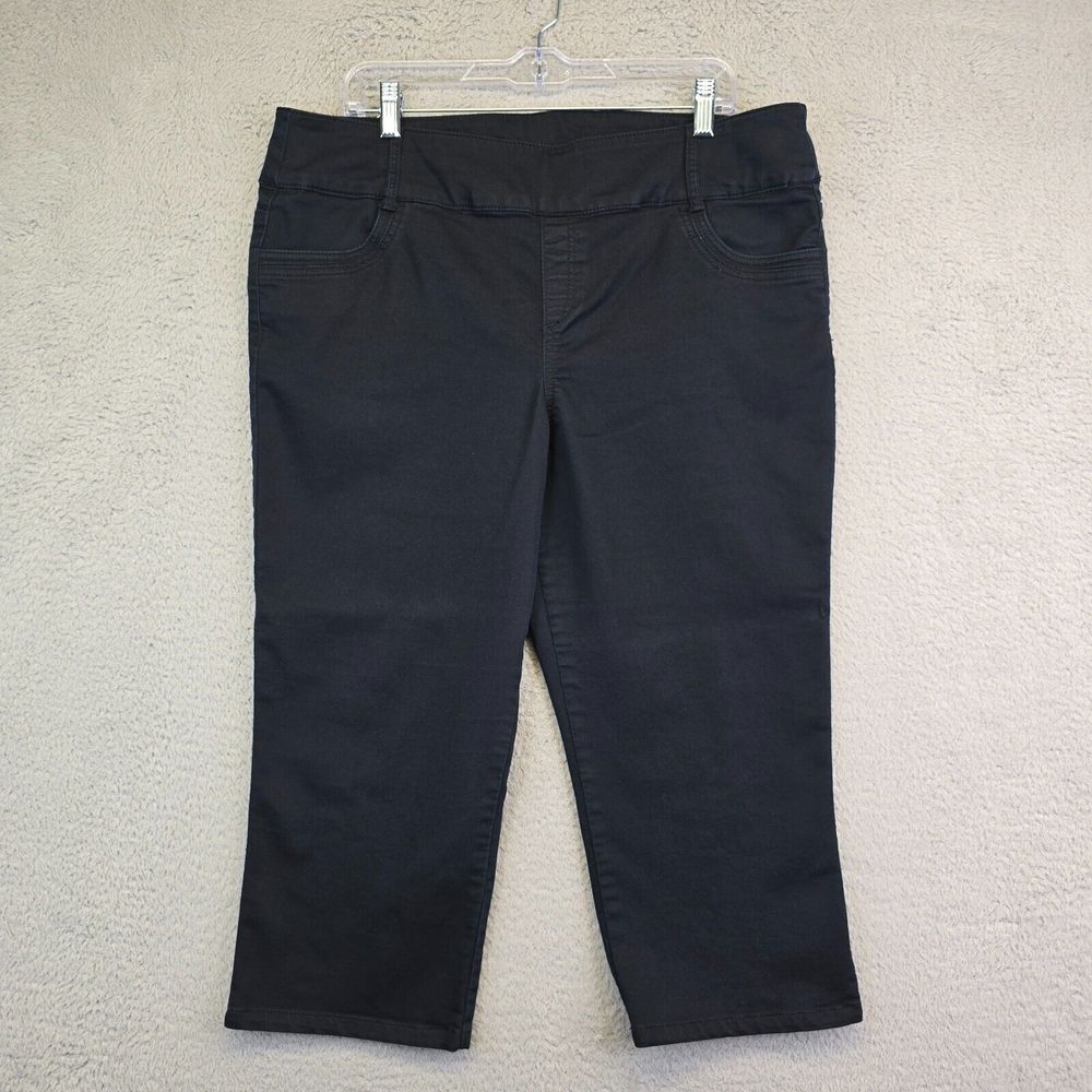 Great Northwest Indigo Capri Pant Womens Plus Size 16 Black High Rise Pull On